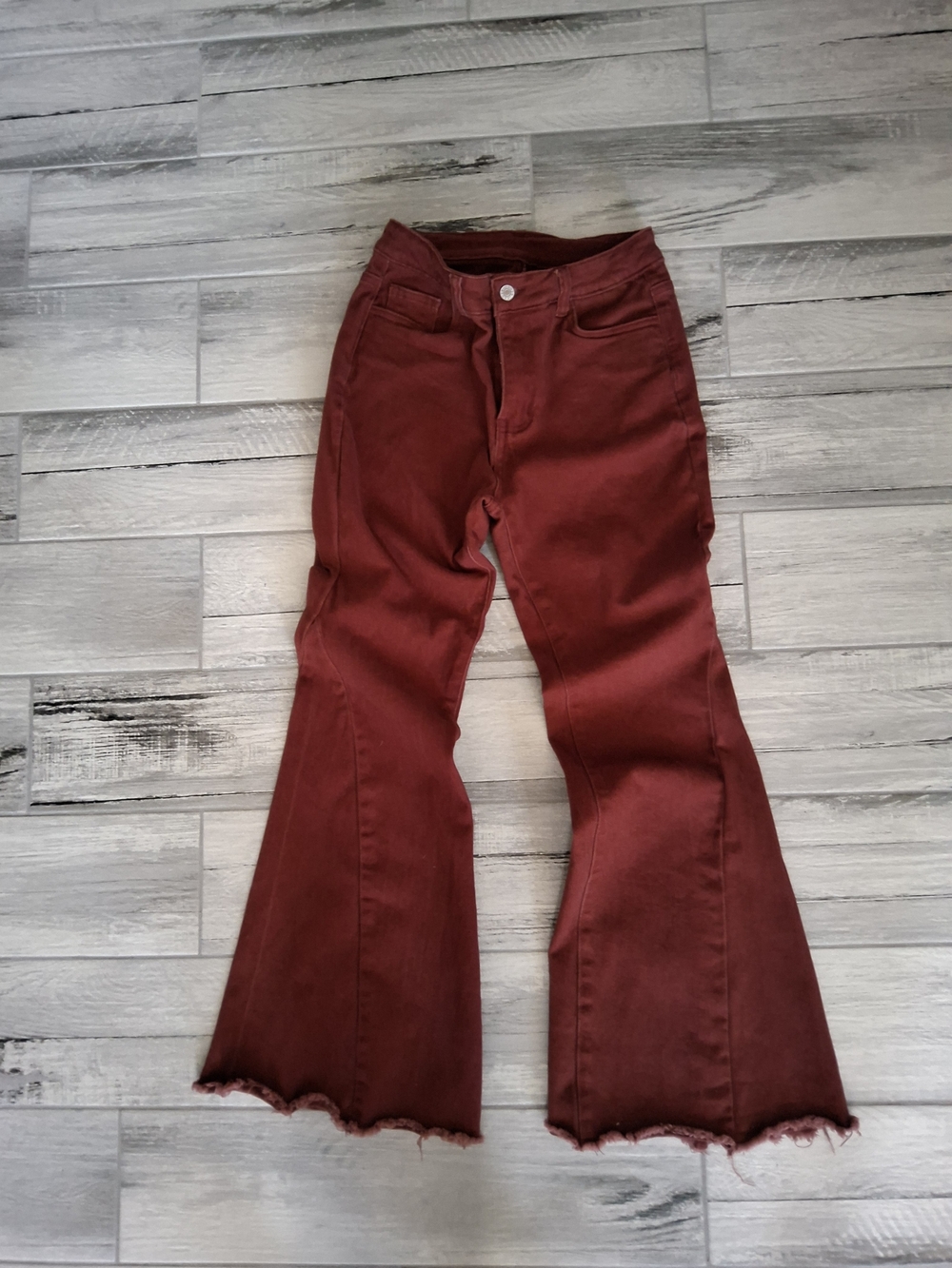 Women’s High-Rise Flared Pants in Brick Red